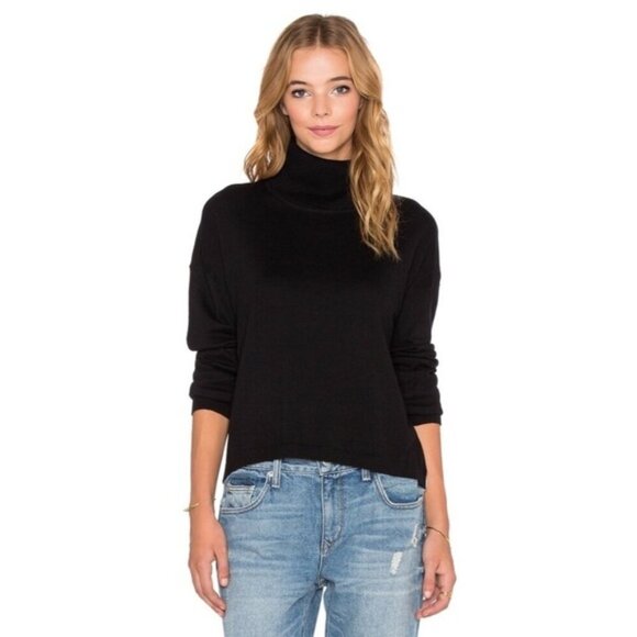 Free People One Teaspoon Cashmere Funnel Turtleneck Sweater Knit Black XS - Picture 1 of 12